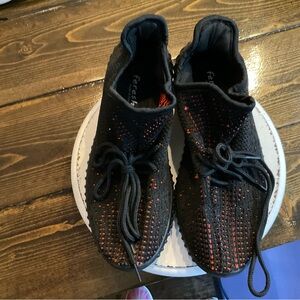 Fereshte Black and Orange Athletic Shoes with Knit Upper and Cushioned Sole